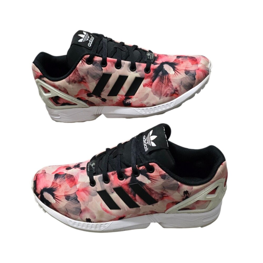 Adidas ZX Flux Shoes Womens Size US 7 Black White Pink Floral Sneakers B25643